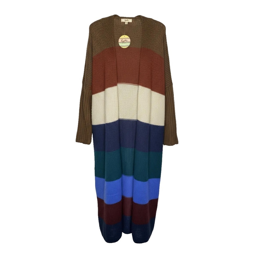 Kye Mi Duster Sweater Cardigan Women's Size Small Wool Blend Long crochet moody‎